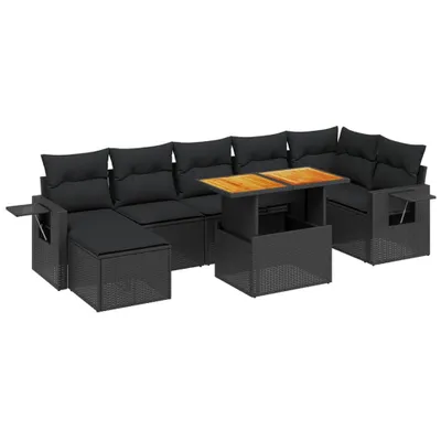 Produktbild von vidaXL 8-tlg. Garten-Sofagarnitur mit Kissen Schwarz Poly Rattan