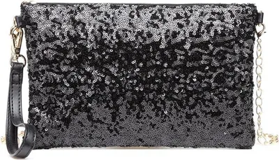 Produktbild von Miss Lulu Damen Mini Pailletten Clutch Umhängetasche 25 x 15 cm