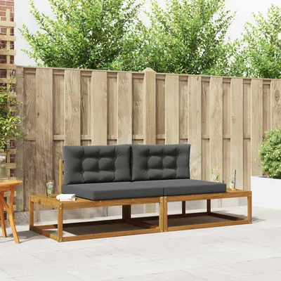 Produktbild von Outdoor-Sofagarnitur - VIDAXL - Terrassen-Sofa - mit Kissen - 2 Stück Natur und Anthrazit