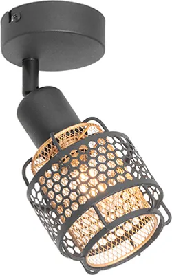 Produktbild von QAZQA - Design Design-Deckenleuchte I Deckenlampe I Lampe I Leuchte Schwarz mit Gold I Messing - Noud I Wohnzimmer I Schlafzimmer - Stahl Rund - LED geeignet E14