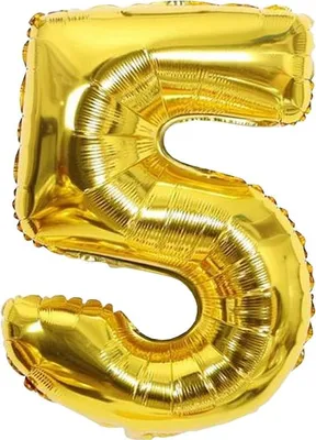 Zdjęcie produktu dla Balon foliowy cyfra 5 złota urodziny 60cm