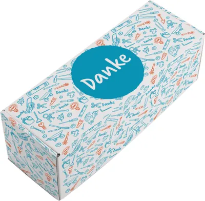 Produktbild von Geschenkbox "Danke" mit Werkzeug-Motiv – Geschenkverpackung aus stabiler Pappe (Größe: B)