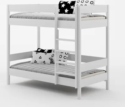 Produktbild von Etagenbett Diego 140x70 Kinderbett mit Rausfallschutz & Lattenrost weiß 70 x 140 für Mädchen und Jungen Massivholz Kiefer