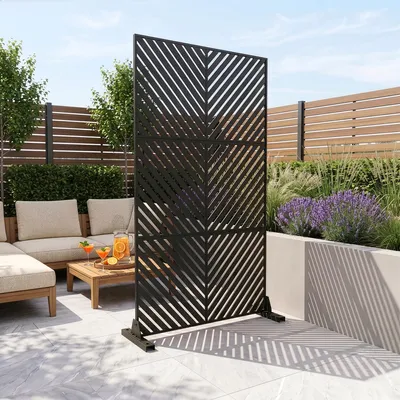 Produktbild von Trennwand ‘Kekan’ verzinkter Stahl 180 x 90 cm Schwarz