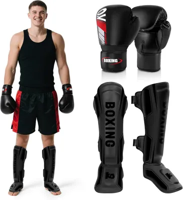 Obrázok produktu pre Chrániče holení set, 16 oz boxerské rukavice, pre kickbox, Muay Thai