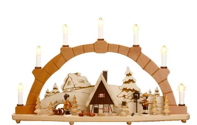 Obrázek produktu pro Svíčkový oblouk zimní dětský se saněmi elektrický VxŠxH bez podstavce 35x57x11cm NOVINKA