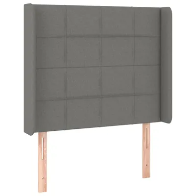 Image de vidaXL Tête de lit avec oreilles gris foncé 83x16x118/128 cm Tissu