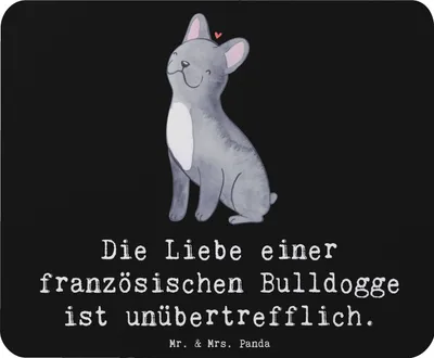 Produktbild von Mr. & Mrs. Panda Mouse Pad Französische Bulldogge Liebe - Schwarz - Geschenk, computer mousepad, Hunderassen Eigenschaften, als Haustier, Mauspad, Hunderasse, Merkmale
