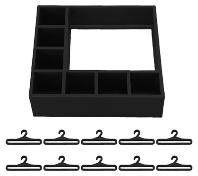 Immagine prodotto di Armadio per bambole, armadio con 10 grucce, accessori, confezione regalo, bambole, armadio porta abiti, nero