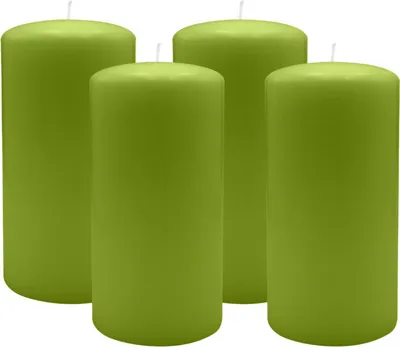 Produktbild von 4er Set Adventskranzkerzen Limonegrün Ø 80 x 150 mm