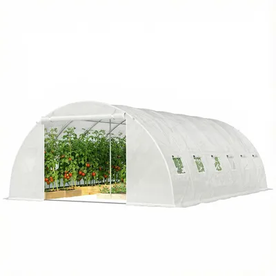 Produktbild von Tunnelgew?chshaus mit 2 Stš¹tzstreben, 2 Rolltoren und Netzfenstern, UV-best?ndiger PE-Folie, wei?