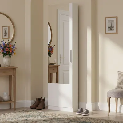 Immagine prodotto di Dmora Scarpiera Euro 22x50x180h cm Bianco, 16 Paia Un'anta