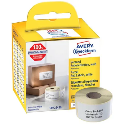 Obrázek produktu pro AVERY Zweckform role štítků pro tiskárnu štítků AS0722430 bílá, 101,0 x 54,0 mm, 1 x 220 štítků