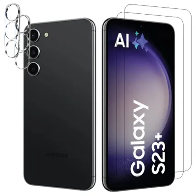 Zdjęcie produktu dla Osłona ekranu aparatu 4 w 1 do oryginalnego przezroczystego szkła ochronnego Samsung Galaxy S23 Plus