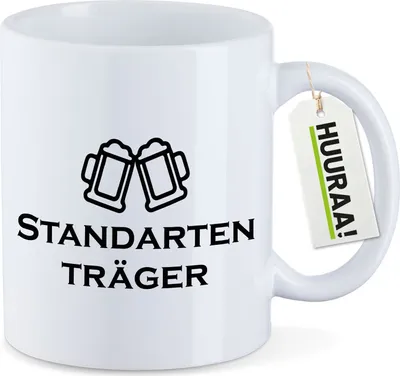 Produktbild von Huuraa Kaffeetasse Standartenträger Schützenfest 330ml Weiß Keramik Kaffeebecher Geschenkidee