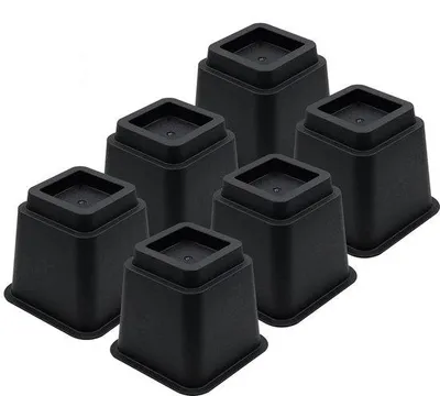 Zdjęcie produktu dla JustValue Podwyższenie mebli, zestaw 6 sztuk, czarny – 13 cm – maks. 900 kg – podstawa 16×16 cm