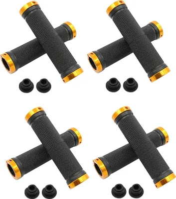 Obrázok produktu pre sada 4 ks - Gripy na riadidlá | ergonomické skrutkovacie gripy | gripy na riadidlá | gripy Soft-Grip pre MTB, BMX, mestské bicykle, cestné bicykle | farba zlatá - čierna