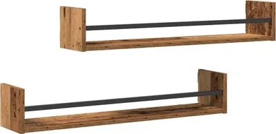 Immagine prodotto di vidaXL Mensola da parete, 2 pezzi, legno invecchiato, 80 x 16 x 14 cm