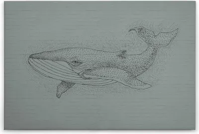 Produktbild von Leinwandbild Tiere 60 x 90 cm - Wandbild Wal Grau Schwarz - Keilrahmenbild Wohnzimmerdeko Wanddeko Wandgemälde