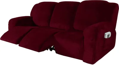 Obrázek produktu pro 8 kusů sametové strečové lehátko Pohovka Slipcovers Cover Nábytek Protector pro 3 sedadla gauč, červený