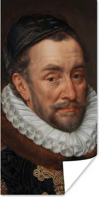 Produktbild von MuchoWow® Poster Wilhelm von Oranien - Gemälde von Adriaen Thomasz. 60x120 cm - Wandschmuck