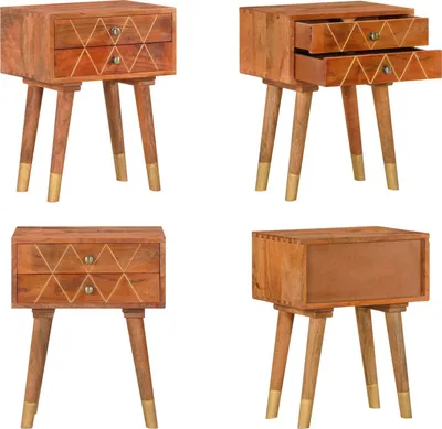 Productafbeelding van vidaXL Nachtkastje 43x30x58 cm, massief mangohout - Bijzetkastje - Bijzetkastjes - Neerklaptafeltje - Neerklaptafeltjes