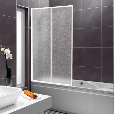 Produktbild von Faziango Duschabtrennung 100X140cm  Faltwand für Badewanne Weiß Rahmen Duschwand Badewannenaufsatz Duschabtrennungen