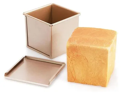 Produktbild von Brotbackform mit Deckel, Mini-Kastenform Kohlenstoffstahl Teigkapazität Toastbrotbackform, Antihaftbeschichtung, Rechteckig, Flache Toastbox zum Backen im Ofen, Backen