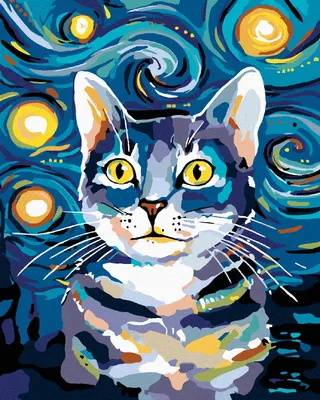 Produktbild von Diamondi - Diamond painting - KÄTERCHEN UNTER DEM NACHTHIMMEL, 40X50 cm, ohne Keilrahmen