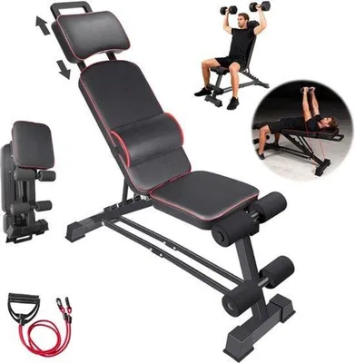Image de Banc d'haltères multifonctionnelle - Réglable en 5 positions - Pour un entraînement complet du corps