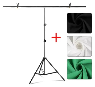 Immagine prodotto di Supporto da pavimento, sistema di sostegno regolabile, design portatile, 3 teli da 1,5 x 2 m