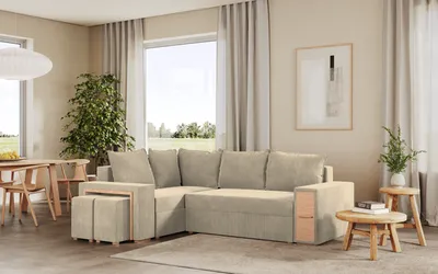 Obrázek produktu pro Rohová rozkládací sedačka MAROLA béžová - CORD 205.14