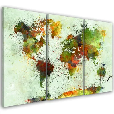 Produktbild von Triptychon auf leinwand abstraktionen - grün 150x100 cm Feeby grün wandbild bereit zum aufhängen