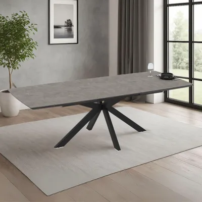Immagine prodotto di Tavolo allungabile Verano piano cemento e base nera 180/240x100x76H
