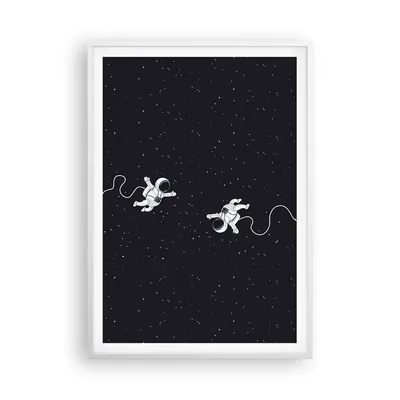 Produktbild von Gerahmtes Poster - Weißer Rahmen - Cartoon Astronauten Kosmos - 70x100 cm - Wand Bild - Wanddeko - Wandbilder - Kunstposter - Wandposter - Bilderrahmen - Bilder - Kunstdruck - P2WPA70x100-4867