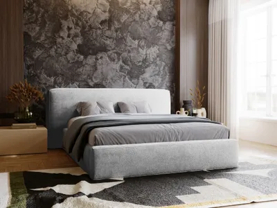 Obrázek produktu pro Čalouněná postel 180x200 cm Monza - Stylová manželská postel s roštem a podnožkou - světle šedá (Symphony 19)