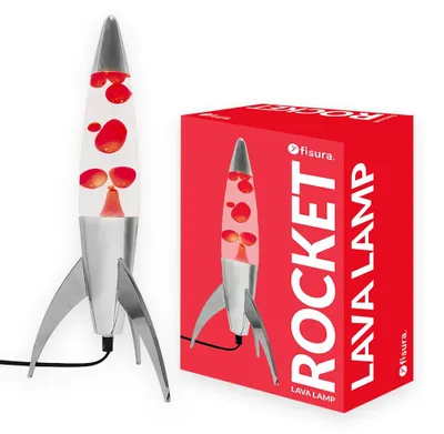 Immagine prodotto di FISURA - Lampada lava "Rocket". Base bianca, liquido rosso e lava bianca. Disponibile