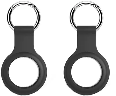 Productafbeelding van Siliconen houder voor Apple AirTag – Sleutelhanger, geschikt voor Apple AirTag – Zwart – 2 stuks – Siliconen – AirTag-houder – AirTag-hoes CHPN