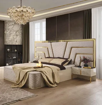 Produktbild von Beleuchtetes Bett Design Doppelbett Luxus Betten Polster Schlafzimmer Möbel
