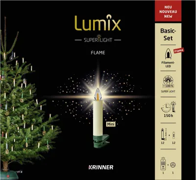 Image de KRINNER Bougie de Noël Lumix SuperLight Flame mini base 12 ivoire