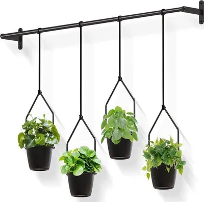 Produktbild von Melamin-Wandvase-Set mit 4 modernen Wand- und Plafond-Montage-Blumenhänger