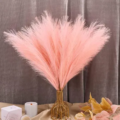 Produktbild von 30 Stück Pampasgras, 55 cm, künstliche Trockenblumen, Dekoration, flauschiges künstliches Pampasgras, Boho-Stil für Zuhause, Hochzeit (rosa)