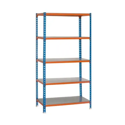 Produktbild von PROREGAL Schwerlastregal BIG METAL SHARK | HxBxT 200x120x50cm | Fachlast 200kg | Blau-Orange