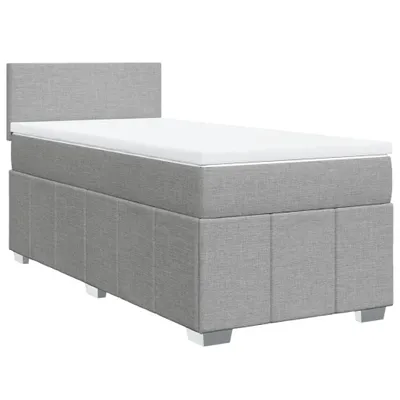 Image de vidaXL Lit boxspring avec matelas gris clair 100x200 cm Tissu