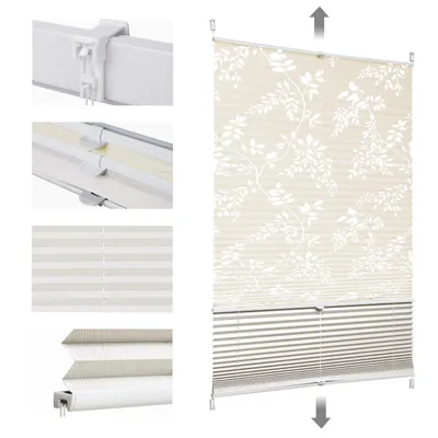 Produktbild von Plissee ohne Bohren Klemmfix 70x130cm Beige, Day & Night Doppelplissee, Verdunkelung & Lichtdurchlässig, Faltrollo mit Ausbrenner-Muster