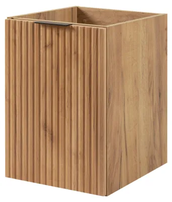 Produktbild von Badezimmerschrank mit Wäschekorb, Eiche Craft, 40 x 57 x 46 cm, schwarze Griffe