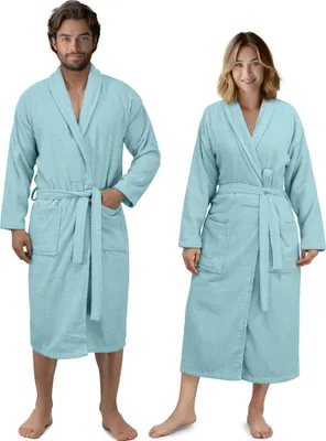Produktbild von HOMELEVEL Bademantel Frottee Damen Herren - Extra saugfähig - 100% Baumwolle - Leichter Bademantel für u.a. Sauna - Kimono-Design - 2 Seitentaschen -