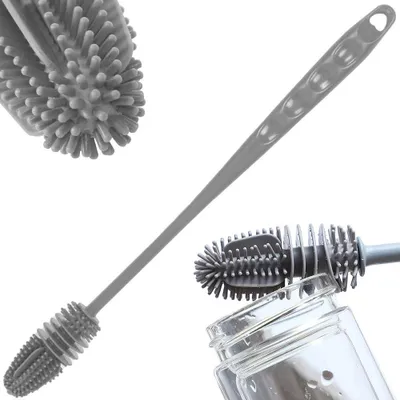 Produktbild von Multifunktionale Silikon-Reinigungsbürste – 33 x 3 cm | Ideal für Flaschen, Gläser und Karaffen – Langer Griff