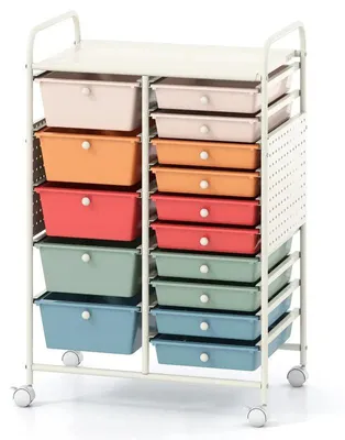 Obrázek produktu pro Úložný vozík s 15 zásuvkami JZ10567GW, 63 x 37 x 87 cm, vícebarevný