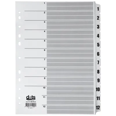 Immagine prodotto di dots 834012-1176 Ordnerregister Mylar DIN A4 Vollformat 1-12 weiß